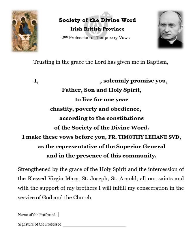 Tomorrow two of our SVD seminarians are going to renew their…