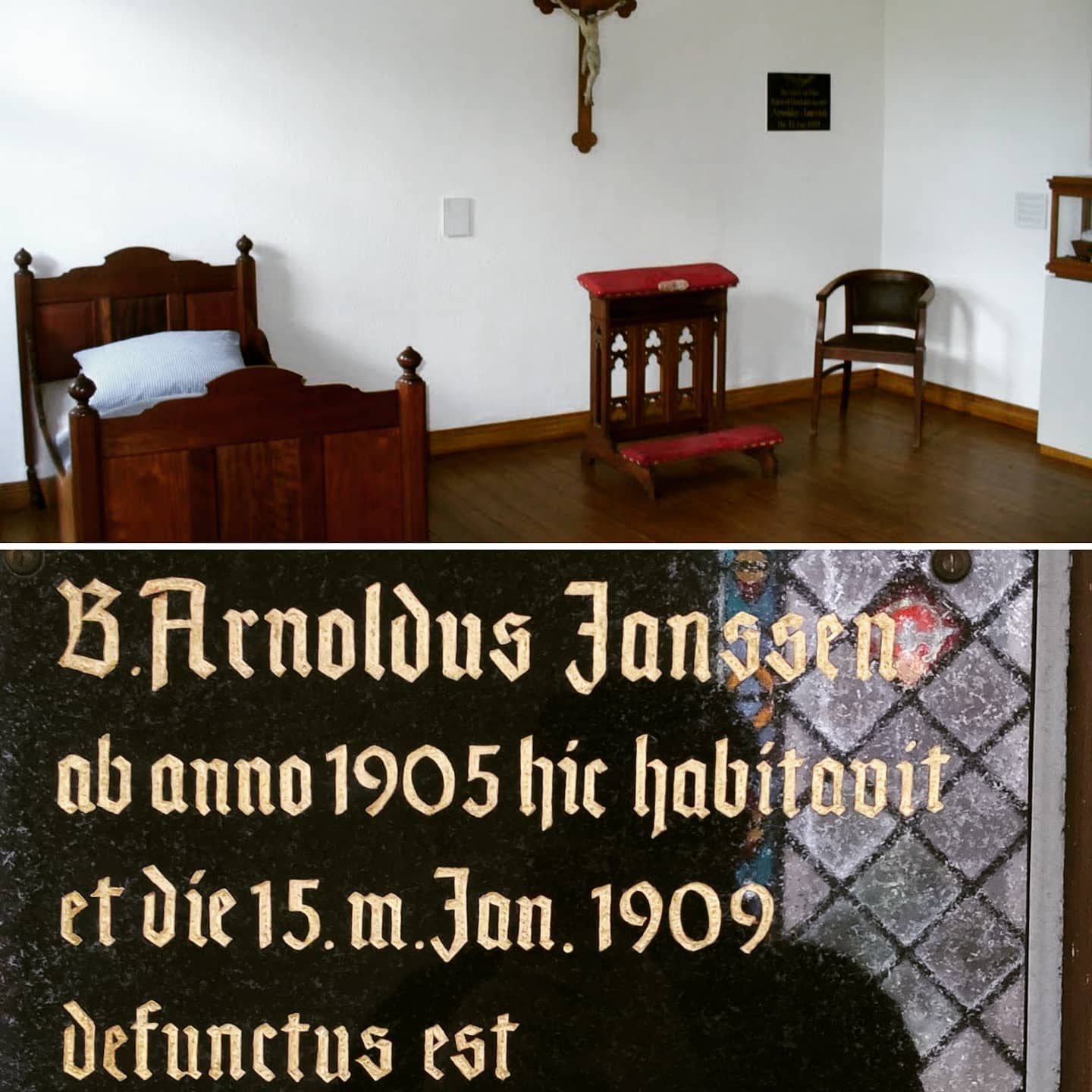 W tym pokoju i w tym łóżku 15 stycznia 1909 roku umarł nasz Założyciel, św. Arnold Janssen, SVD. 
Umierał wypowiadając j